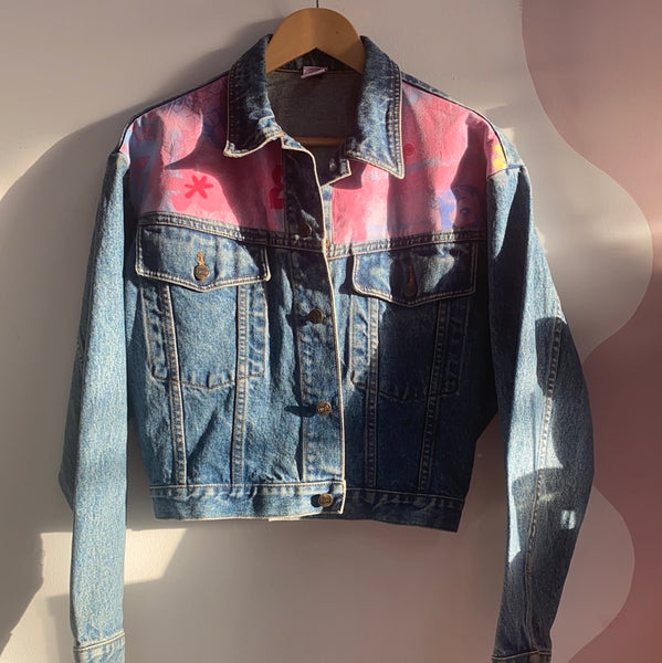 Denim Jacket made with Reworked Duvet Cover.