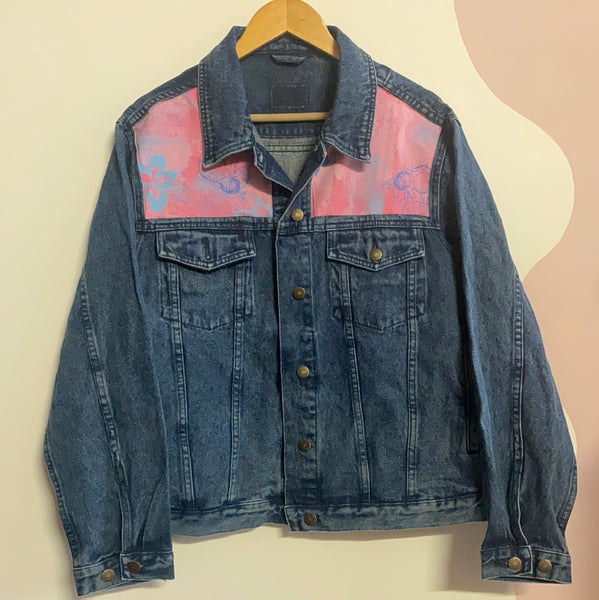 Denim Jacket made with Reworked Duvet Cover.