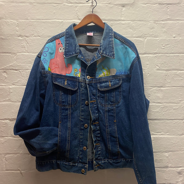 Denim Jacket made with Reworked Duvet Cover.
