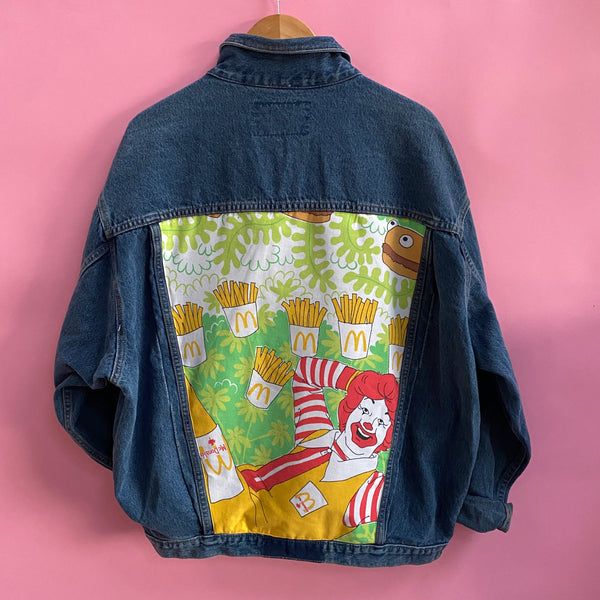 Denim Jacket made with Reworked Duvet Cover.