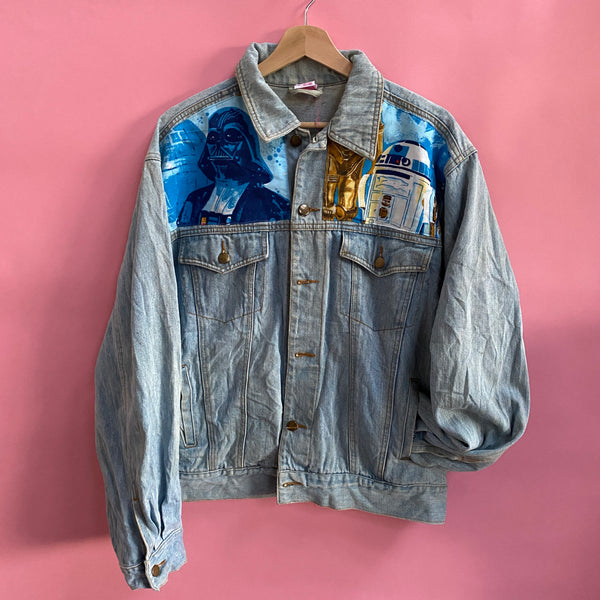 Denim Jacket made with Reworked Duvet Cover.