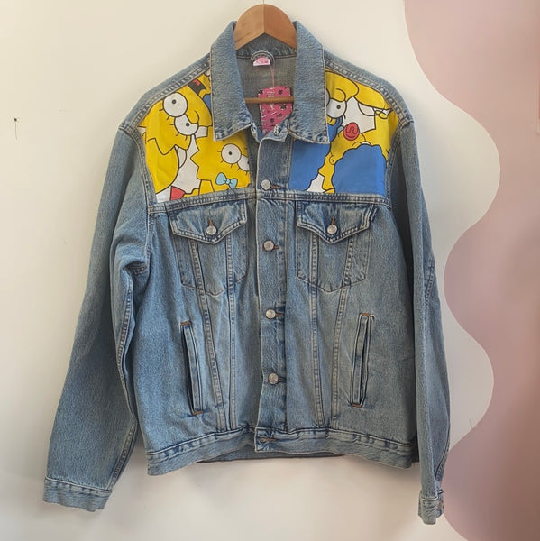 Denim Jacket made with Reworked Duvet Cover.