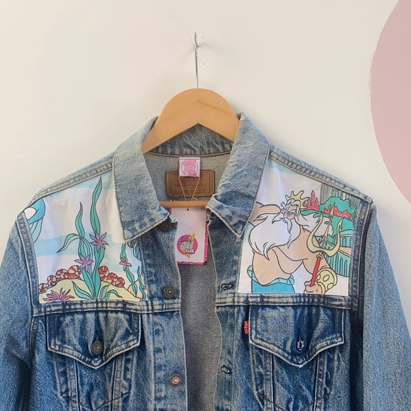 Denim Jacket made with Reworked Duvet Cover.