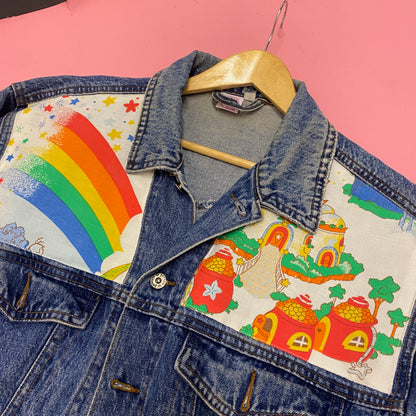 Denim Jacket made with Reworked Duvet Cover.
