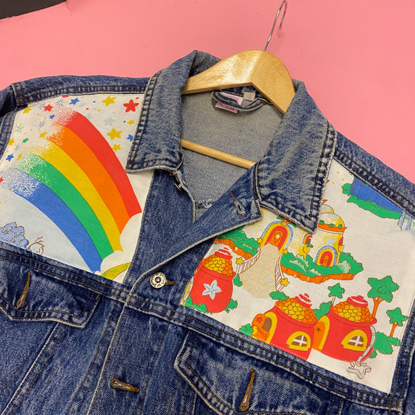 Denim Jacket made with Reworked Duvet Cover.