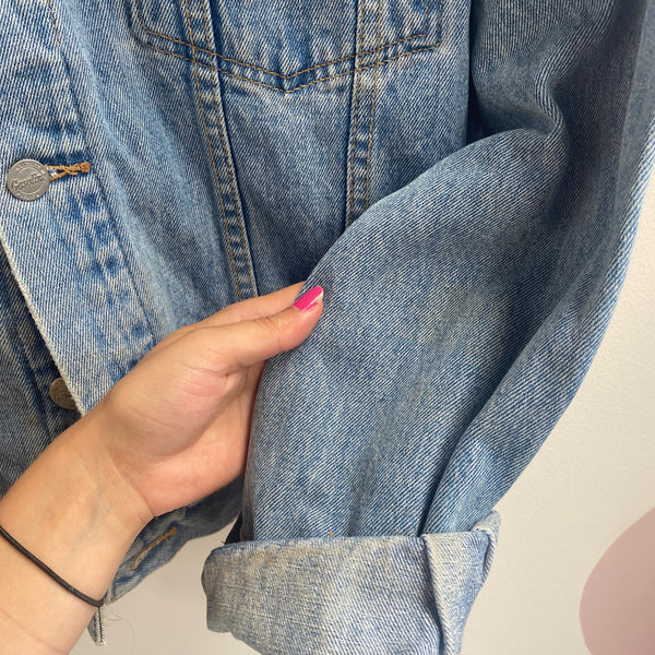 Denim Jacket made with Reworked Duvet Cover.