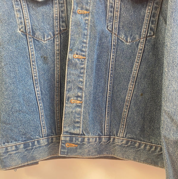 Denim Jacket made with Reworked Duvet Cover.