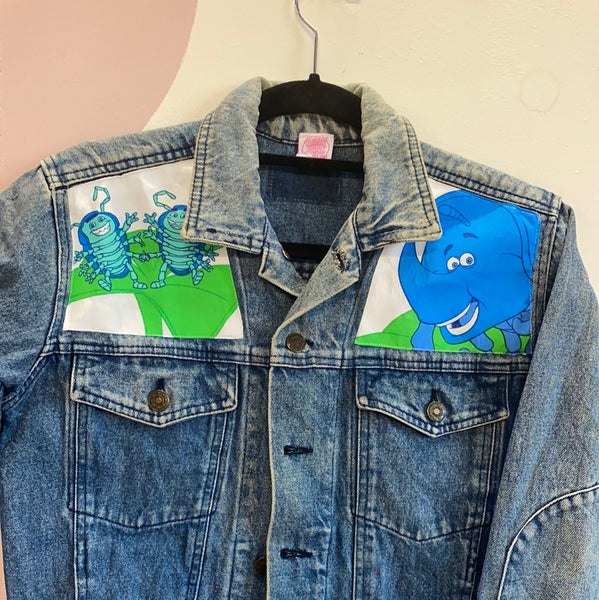 Denim Jacket made with Reworked Duvet Cover.