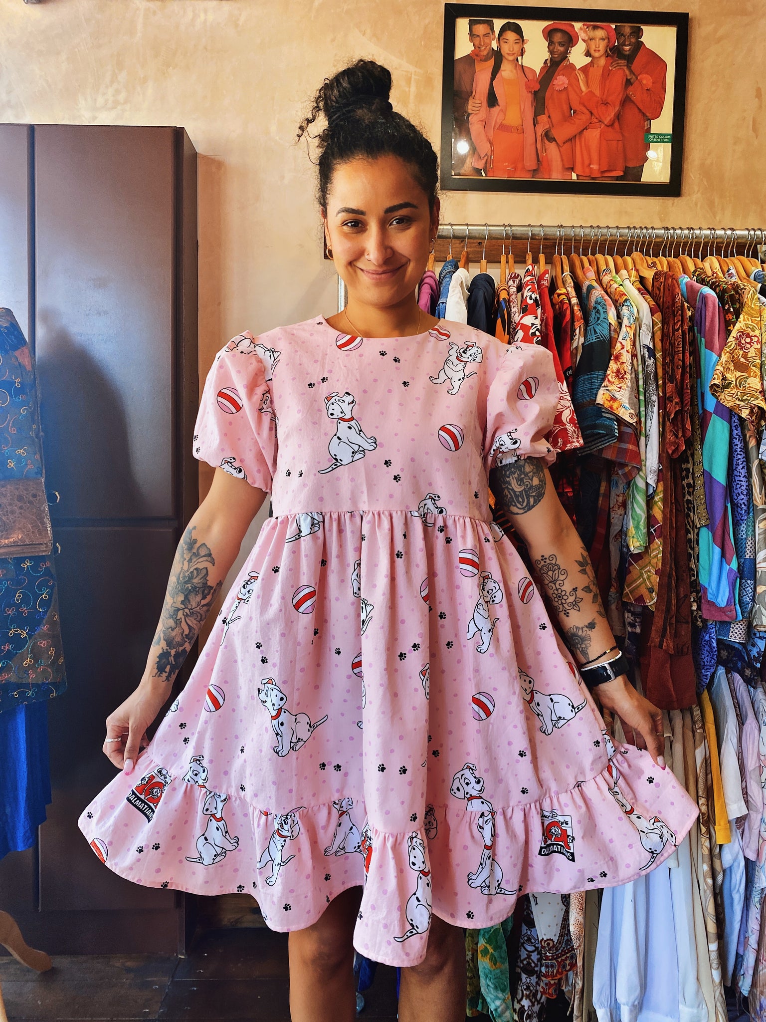 Dress made with Reworked 101 Duvet Cover Size 8 -39” BUST