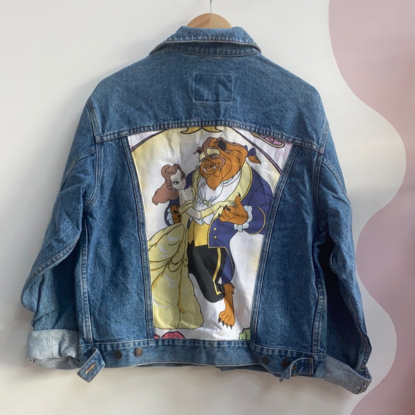 Denim Jacket made with Reworked Duvet Cover.