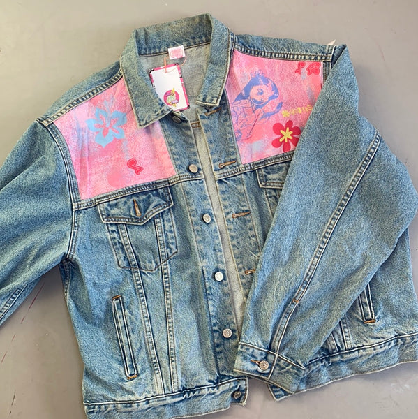 Denim Jacket made with Reworked Duvet Cover.