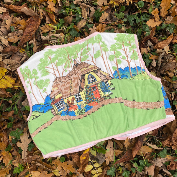 Padded Bolero vest made with Reworked Duvet Cover.