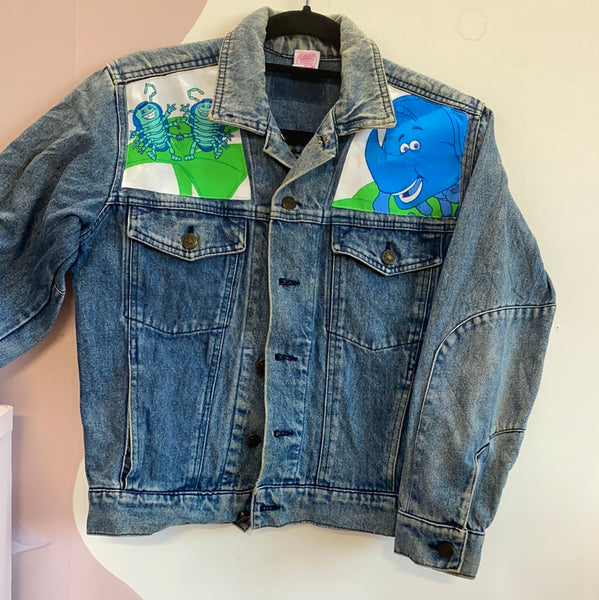 Denim Jacket made with Reworked Duvet Cover.