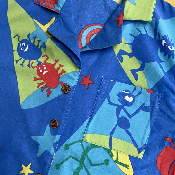 Cropped Shirt made from Reworked Duvet Cover. Size 8