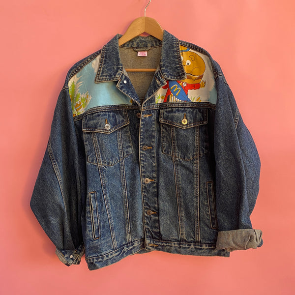 Denim Jacket made with Reworked Duvet Cover.
