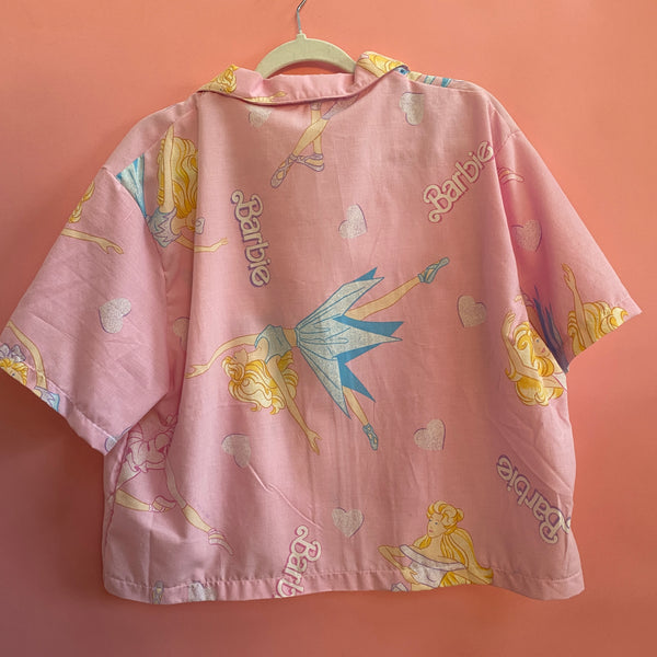 Cropped Shirt made from Reworked Duvet Cover. Size 18