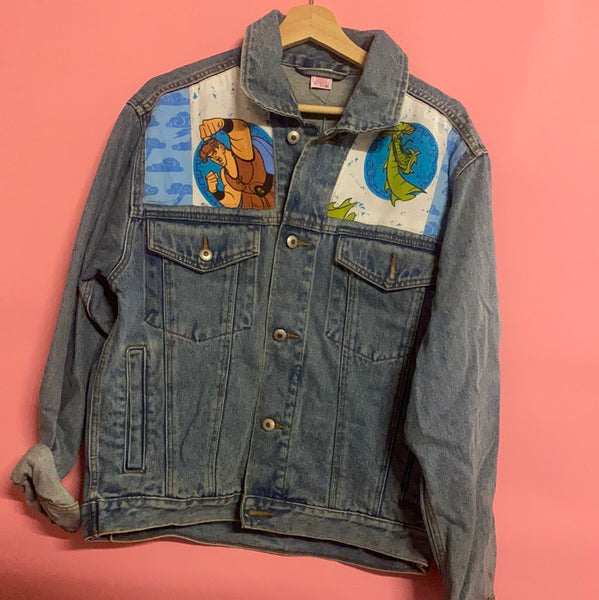 Denim Jacket made with Reworked Duvet Cover.
