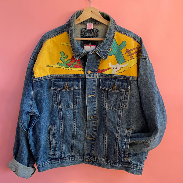 Denim Jacket made with Reworked Duvet Cover.
