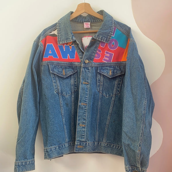 Denim Jacket made with Reworked Duvet Cover.