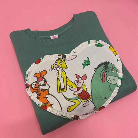 Custom Reworked Heart Duvet Jumper Large