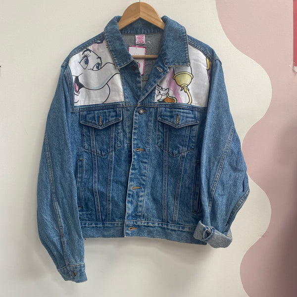 Denim Jacket made with Reworked Duvet Cover.