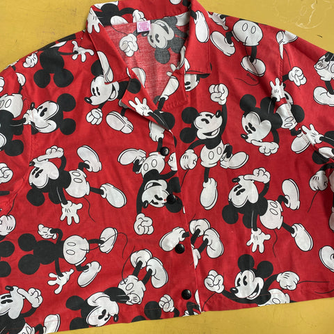 Cropped Shirt made from Reworked Vintage Duvet Cover. Size 22