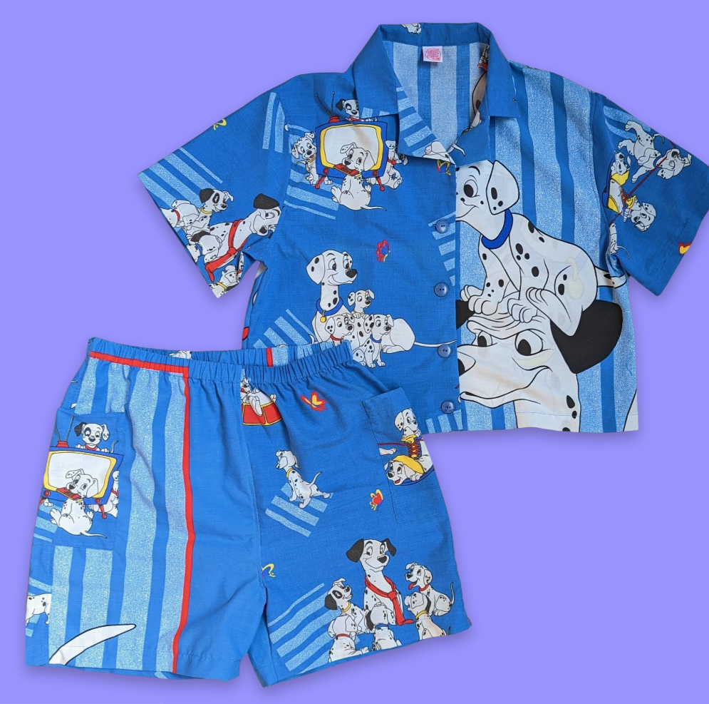 Copy of Cropped Shirt + Shorts made from Reworked Duvet Cover. Size 12-14